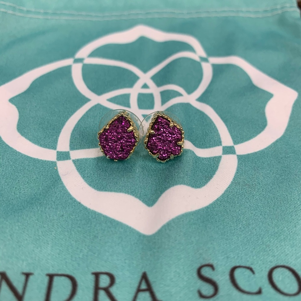 Kendra Scott Amethyst Drusy Studs Earrings